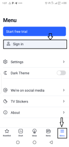 selecting "sign in"